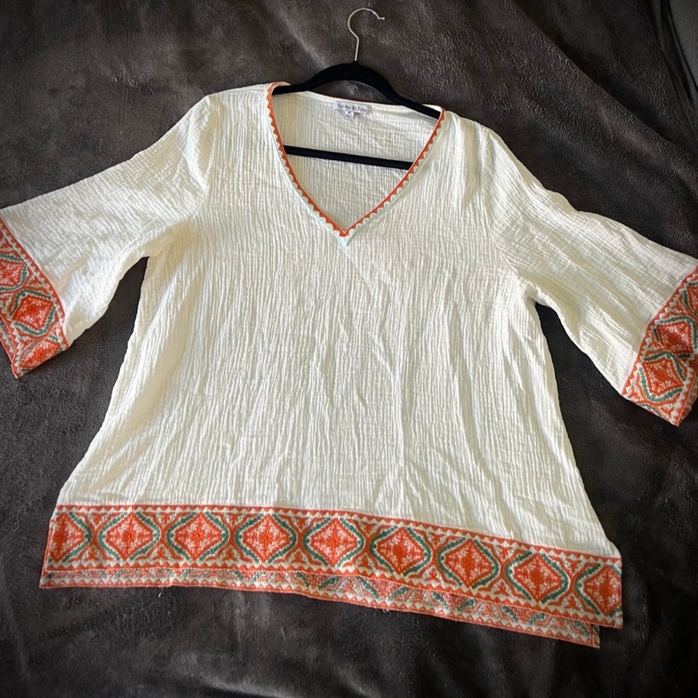 White and Orange Women’s Blouse